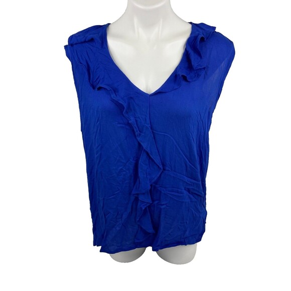 Culture Code Women Small Blue Ruffle Top Sleeveless Lightweight Casual NWT - Picture 1 of 9
